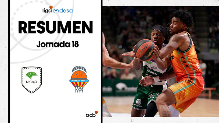 Resumen Unicaja 102 - Valencia Basket 86 (J18)