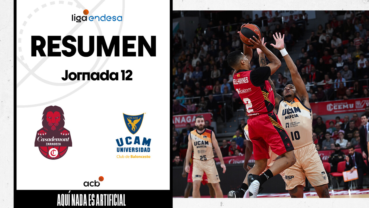 Resumen Casademont Zaragoza 82 - UCAM Murcia 76 (J12)