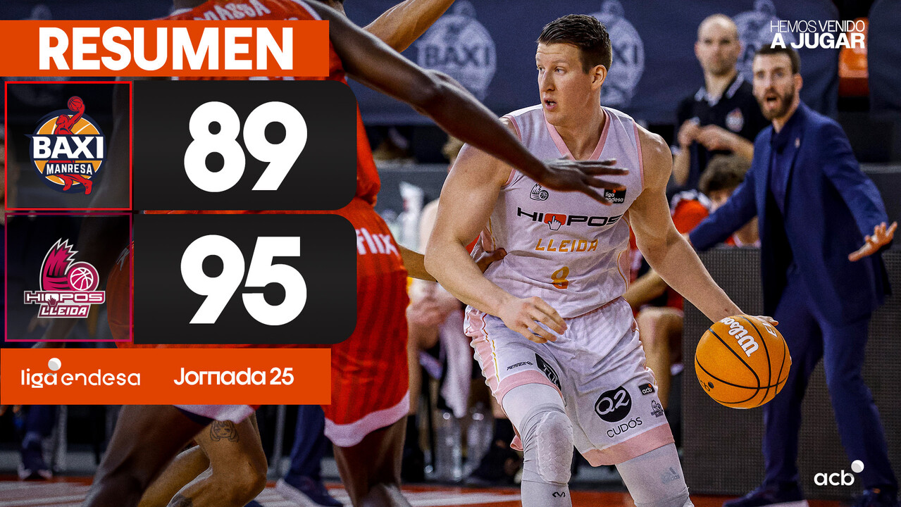 Resumen BAXI Manresa 89 - Hiopos Lleida 95 (J25)