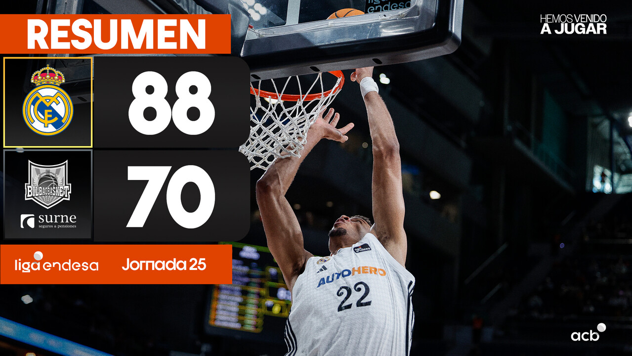 Resumen Real Madrid 88 - Surne Bilbao Basket 70 (J25)
