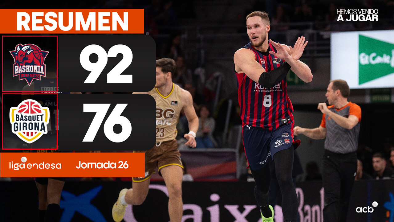 Resumen Baskonia 92 - Bàsquet Girona 76 (J26)