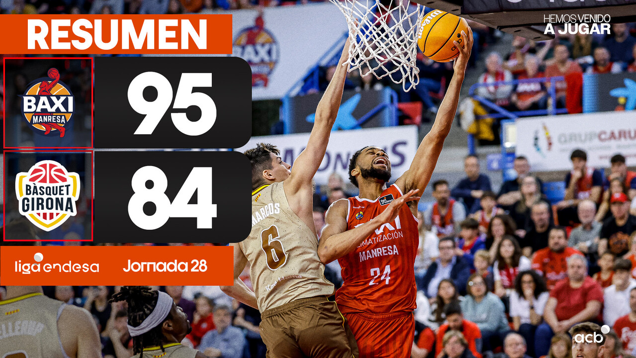 Resumen BAXI Manresa 95 - Bàsquet Girona 84 (J28)
