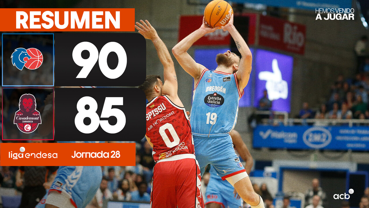 Resumen Río Breogán 90 - Casademont Zgz 85 (J28)
