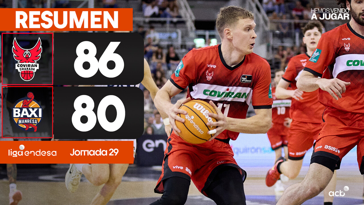 Resumen Coviran Granada 86 - BAXI Manresa 80 (J29)