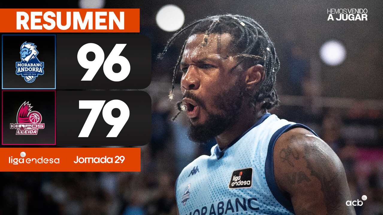 Resumen MoraBanc Andorra 96 - Hiopos Lleida 79 (J29)