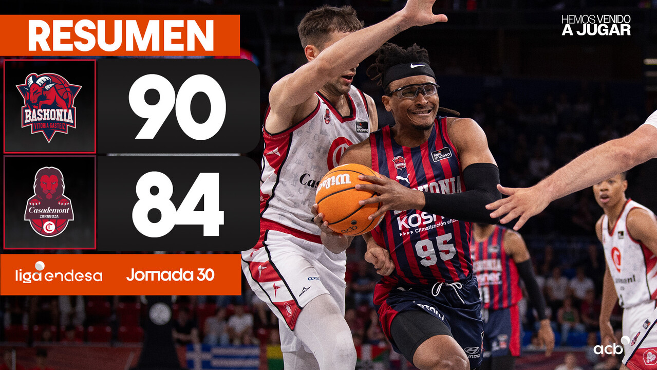 Resumen Baskonia 90 - Casademont Zaragoza 84 (J30)