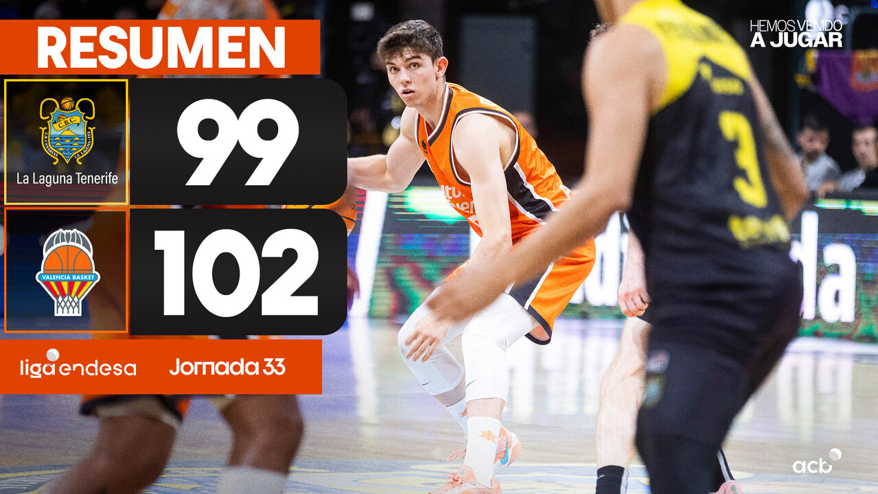 Resumen La Laguna Tenerife 99 - Valencia Basket 102 (J33)