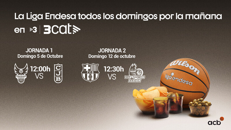 La Liga Endesa, los domingos por la mañana en TV3 y 3Cat