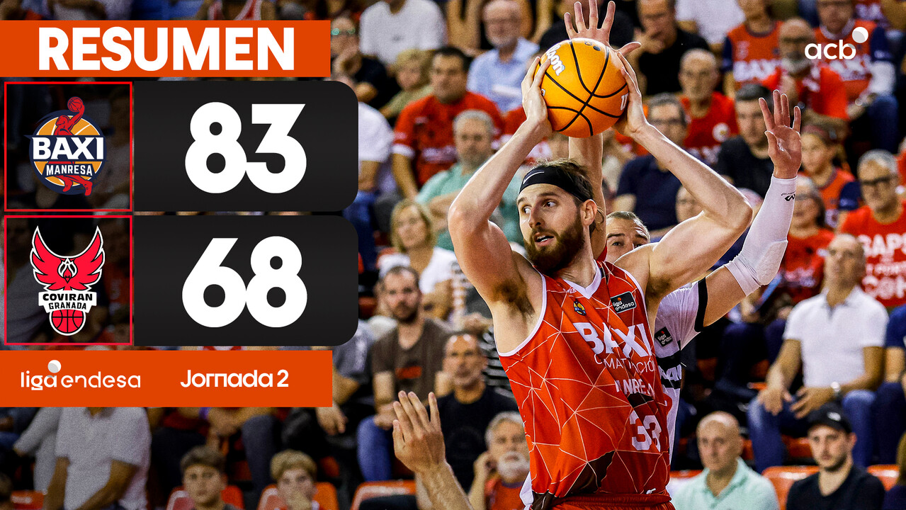 Resumen BAXI Manresa 83 - Coviran Granada 68 (J2)