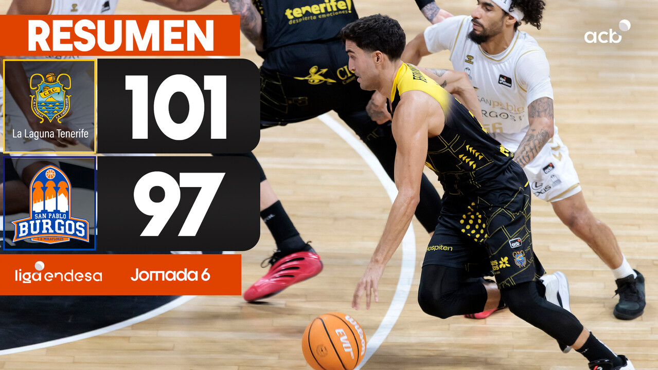 Resumen La Laguna Tenerife 101 - Recoletas Salud San Pablo Burgos 97 (J6)