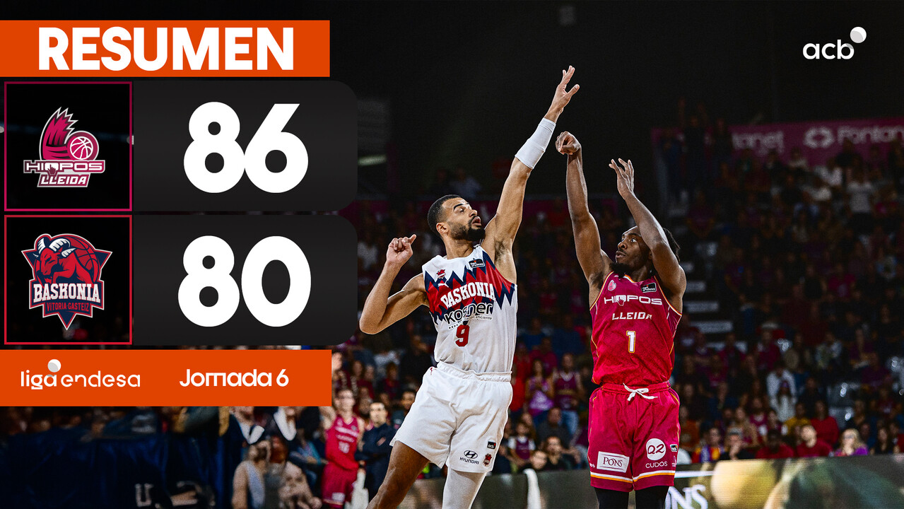 Resumen Hiopos Lleida 86 - Baskonia 80 (J6)