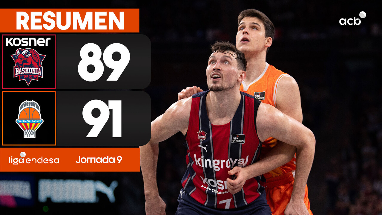 Resumen Kosner Baskonia 89 - Valencia Basket 91 (J9)