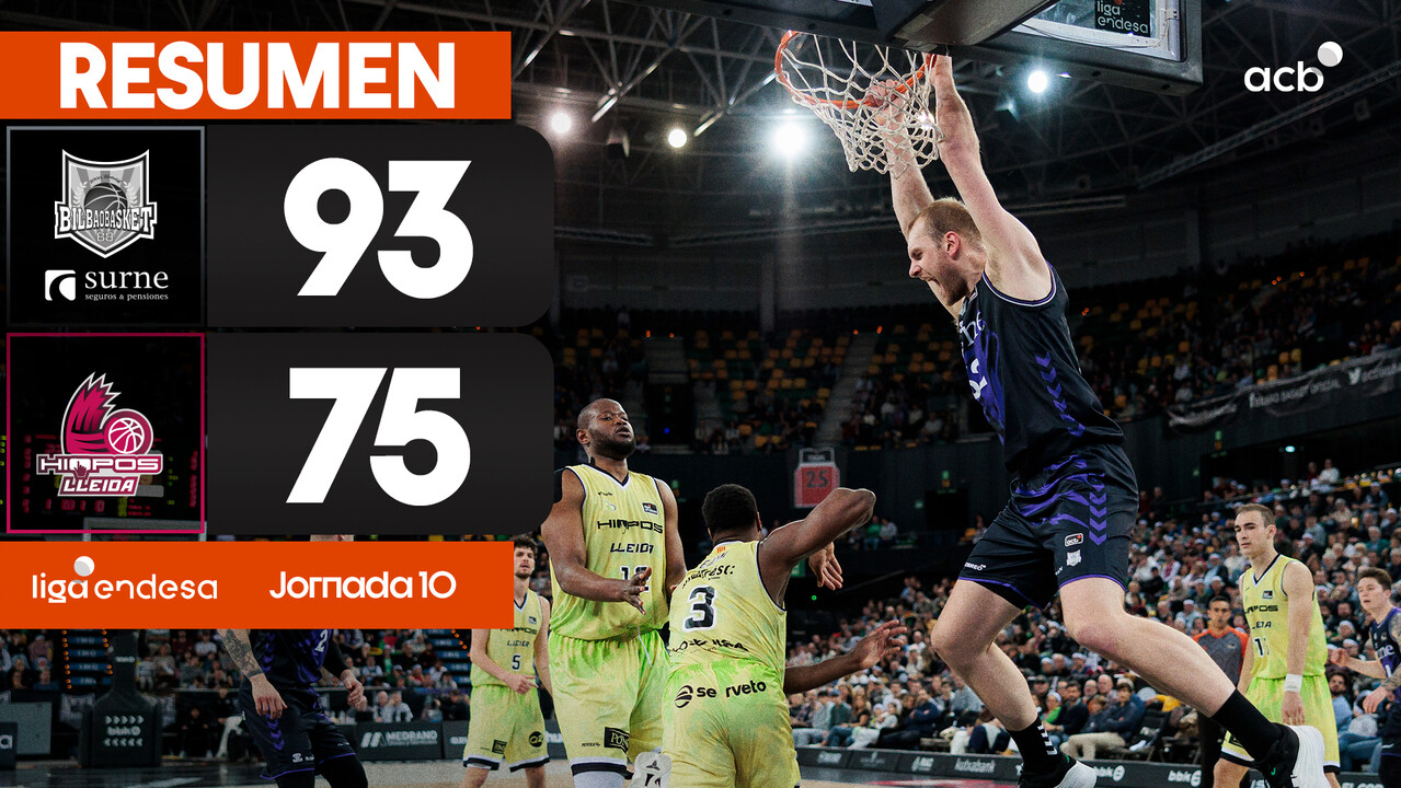 Resumen Surne Bilbao 93 - Hiopos Lleida 75 (J10)
