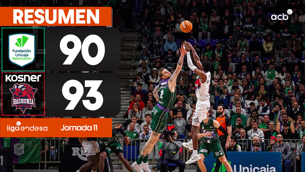 Resumen Unicaja 90 - Kosner Baskonia 93 (J11)