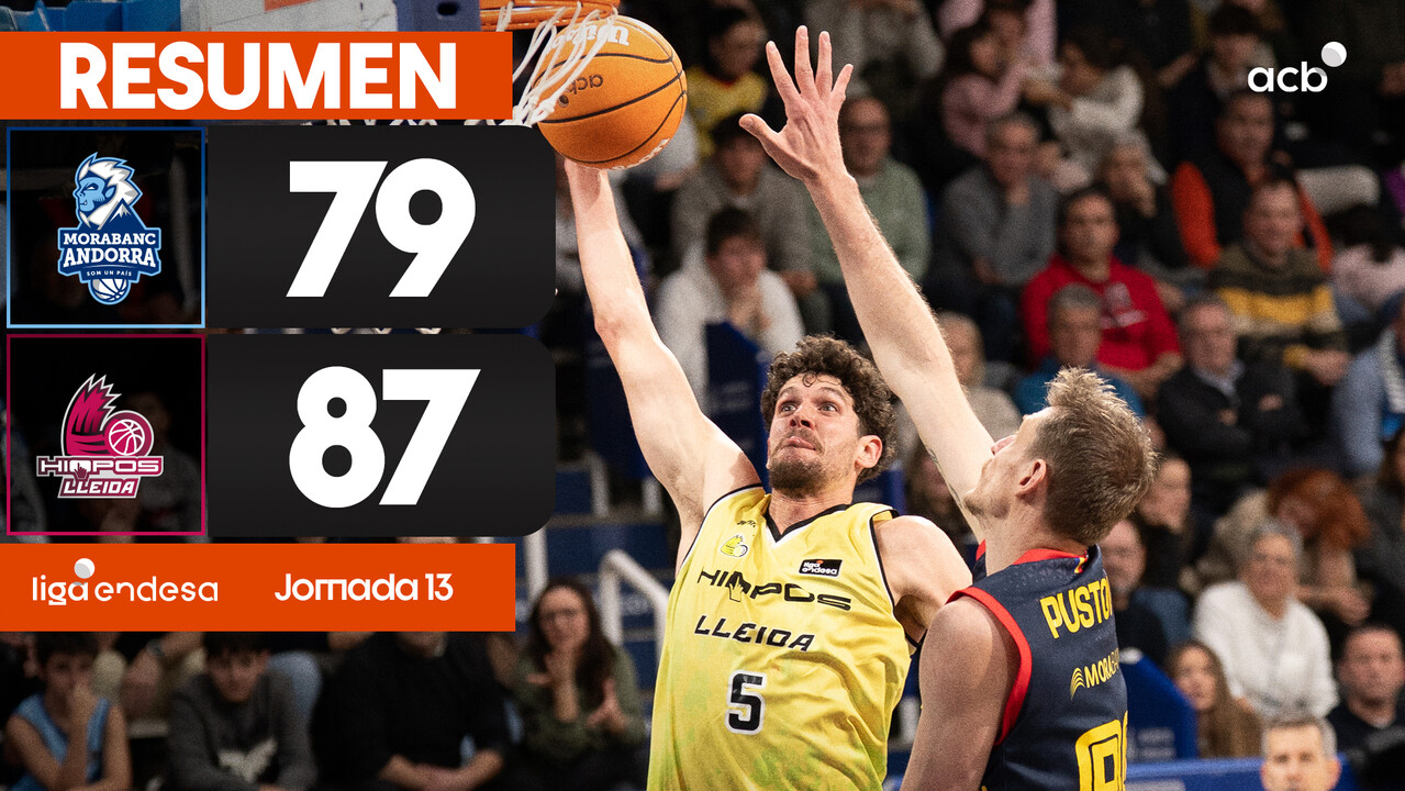 Resumen MoraBanc Andorra 79 - Hiopos Lleida 87 (J13)