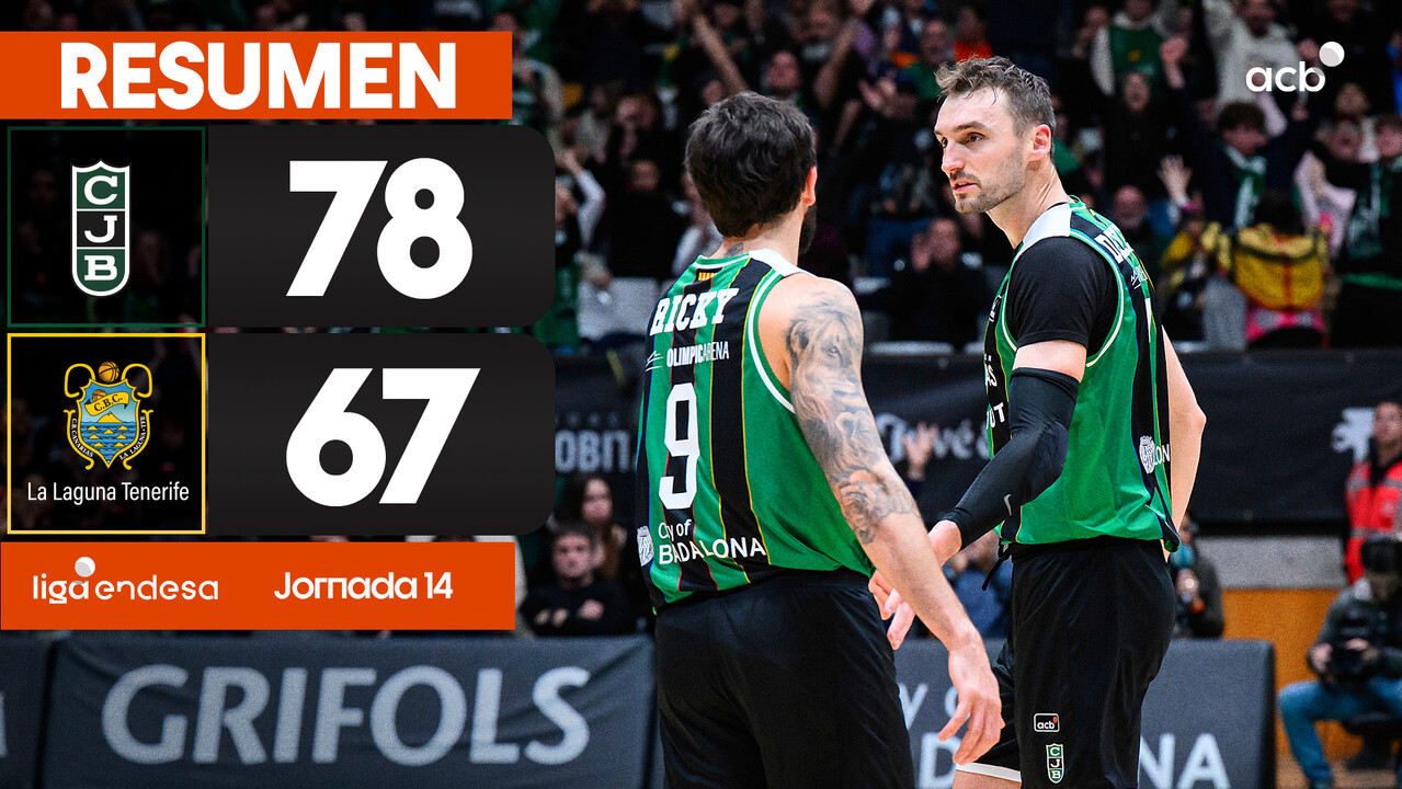 Resumen Joventut Badalona 78 - La Laguna Tenerife 67 (J14)