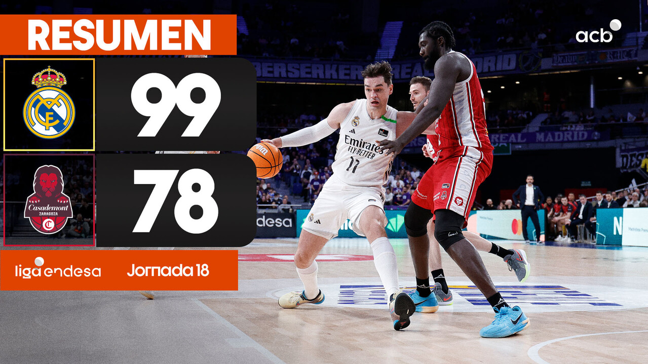 Resumen Real Madrid 99 - Casademont Zaragoza 78 (J18)