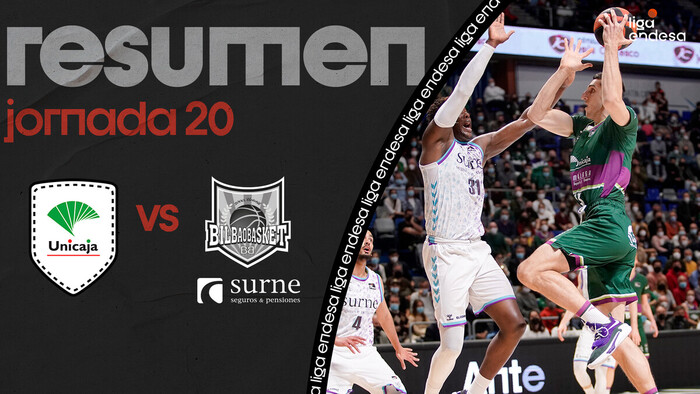 Resumen Unicaja 91 - Surne Bilbao Basket 75 (J20)