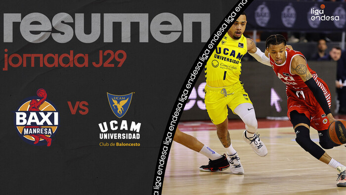 Resumen BAXI Manresa 103 - UCAM Murcia 93 (J29)