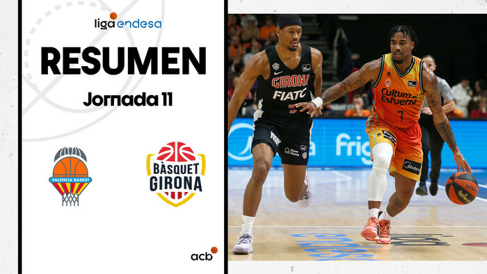 Resumen Valencia Basket 104 - Bàsquet Girona 69 (J11)