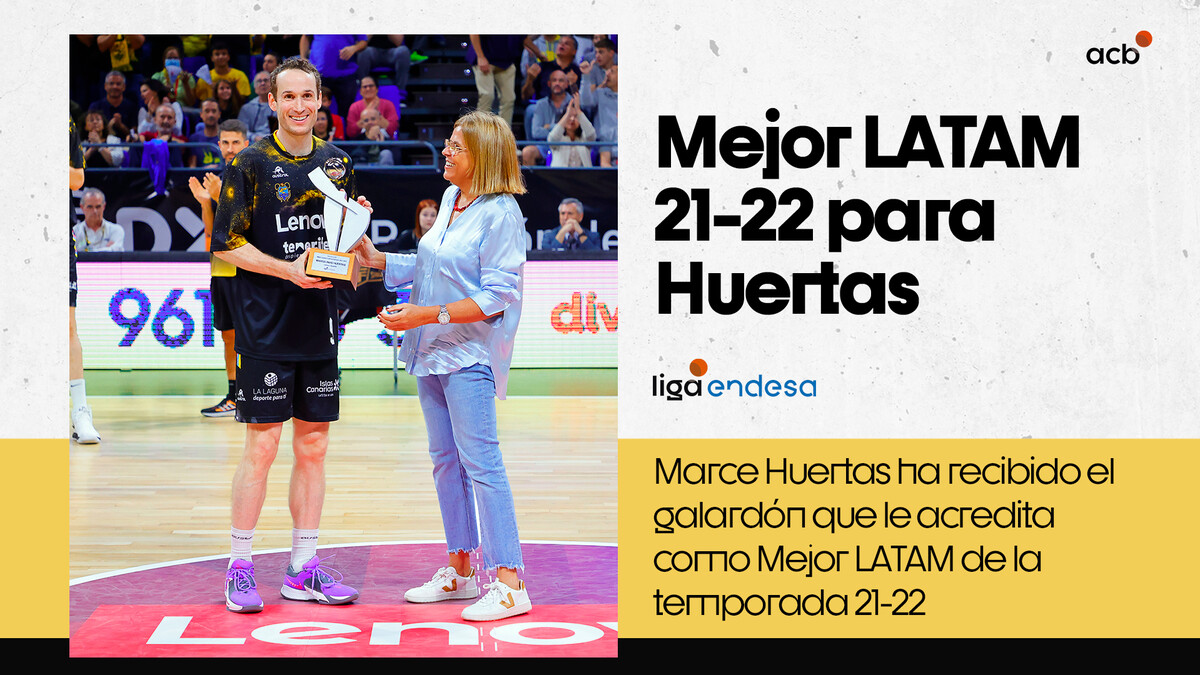 Huertas recibe su trofeo como Mejor Jugador Latinoamericano 2021-22