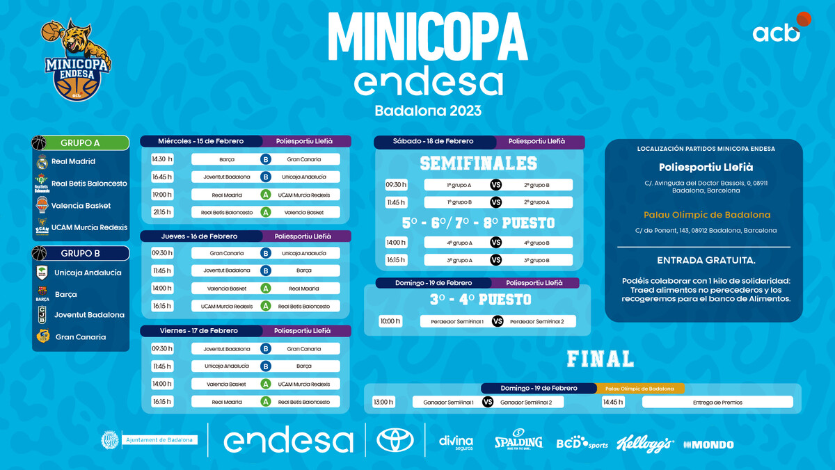 Así queda el calendario de la Minicopa Endesa Badalona 2023