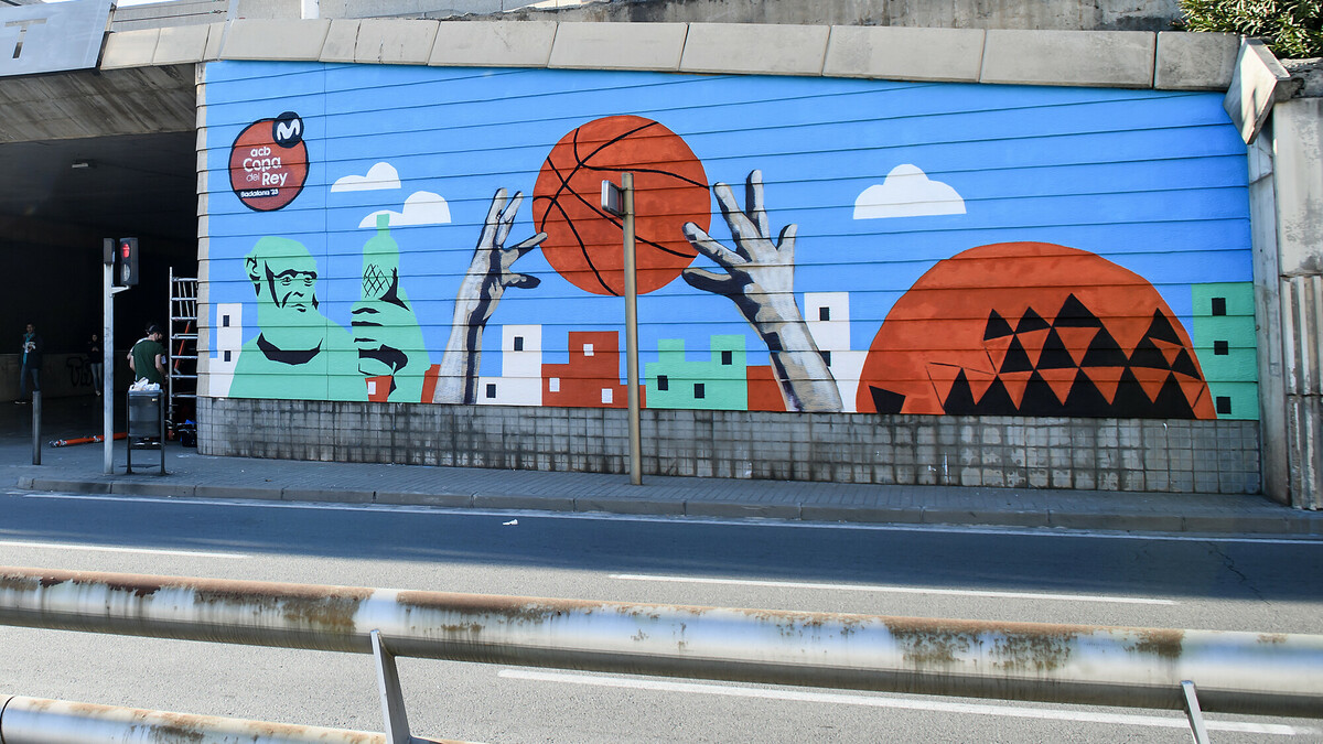 RICE da color a la Copa del Rey con un mural junto al Olìmpic