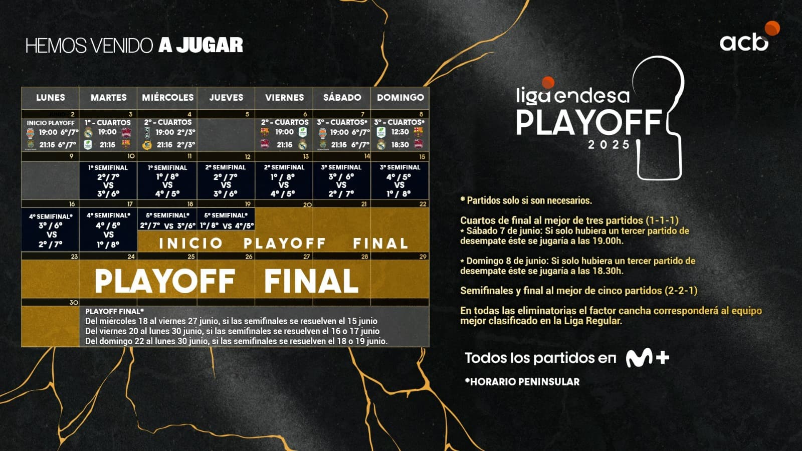Calendario del Playoff de la Liga Endesa 2024-25 | acb.com