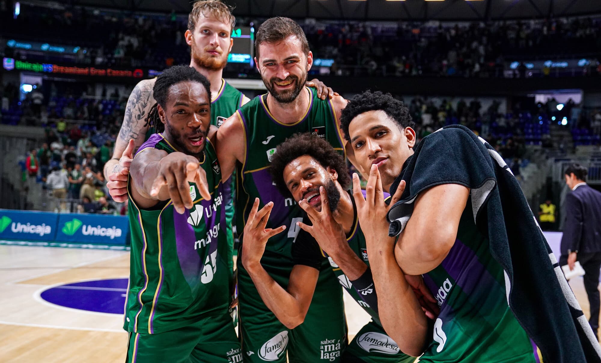 Celebración del Unicaja tras la victoria