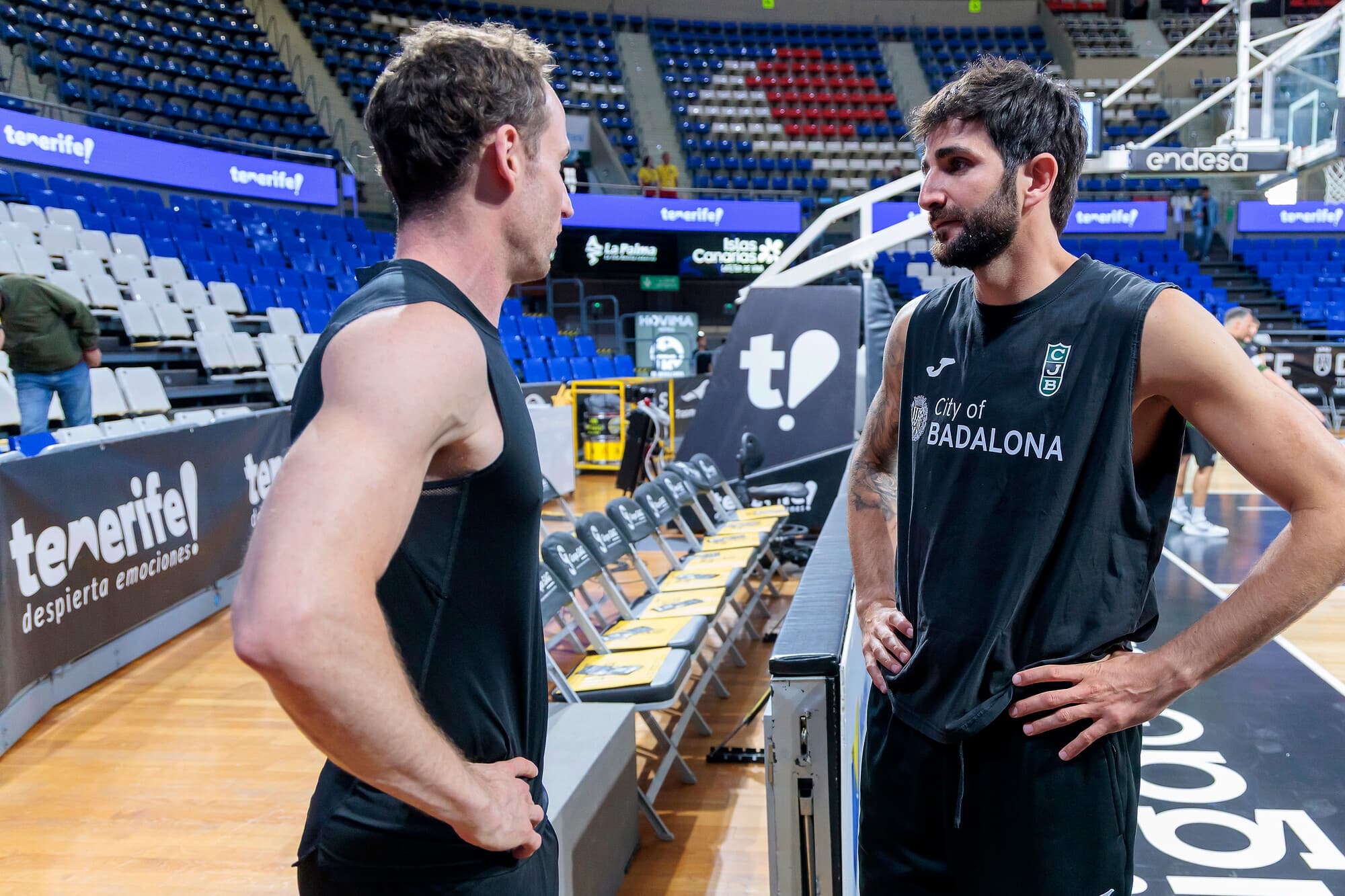Huertas y Ricky, antes del partido