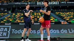 Pep Busquets y Aleix Font, en la previa del partido