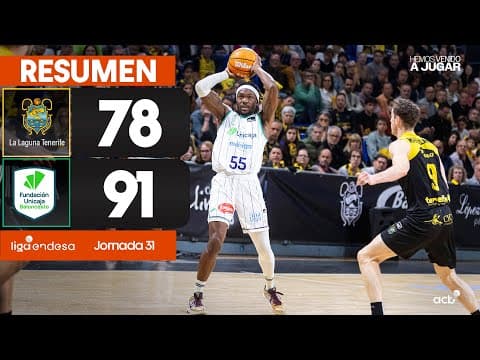 Resumen La Laguna Tenerife 78 - Unicaja 91 (J31)